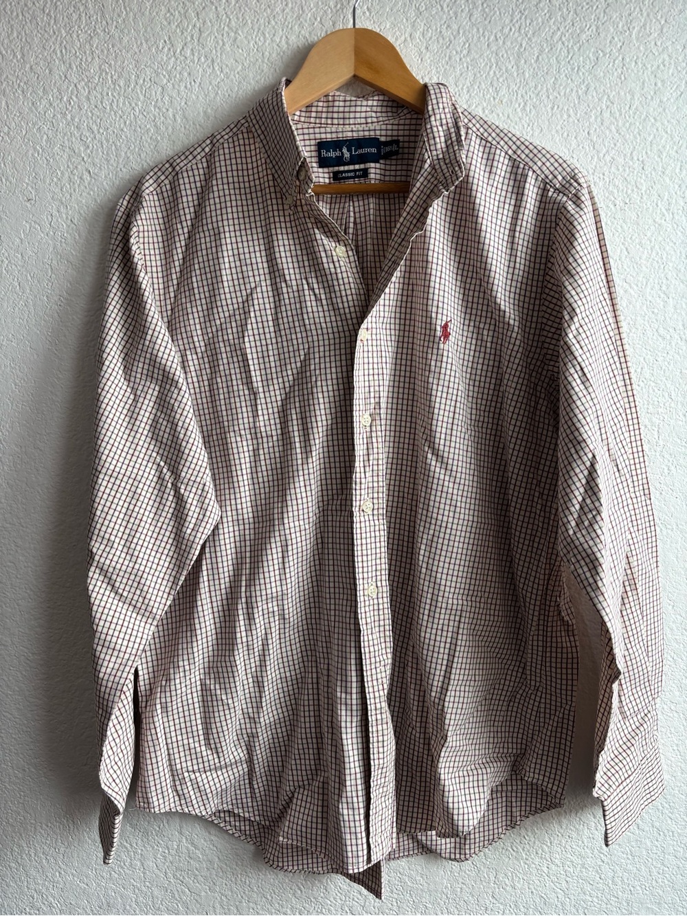 Ralph Lauren Men' Red Check Button Down Plaid Shirt Mens 16.5